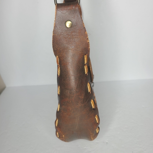 Vintage 70s‎ Butterfly Ladybug Mushroom Tooled Leather Shoulder Bag Crossbody - Picture 5 of 10